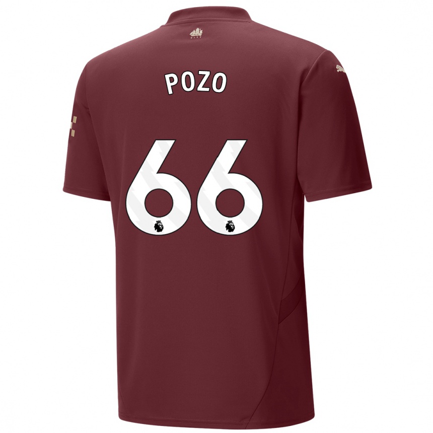 Kids Football Iker Pozo #66 Maroon Third Jersey 2024/25 T-Shirt Za