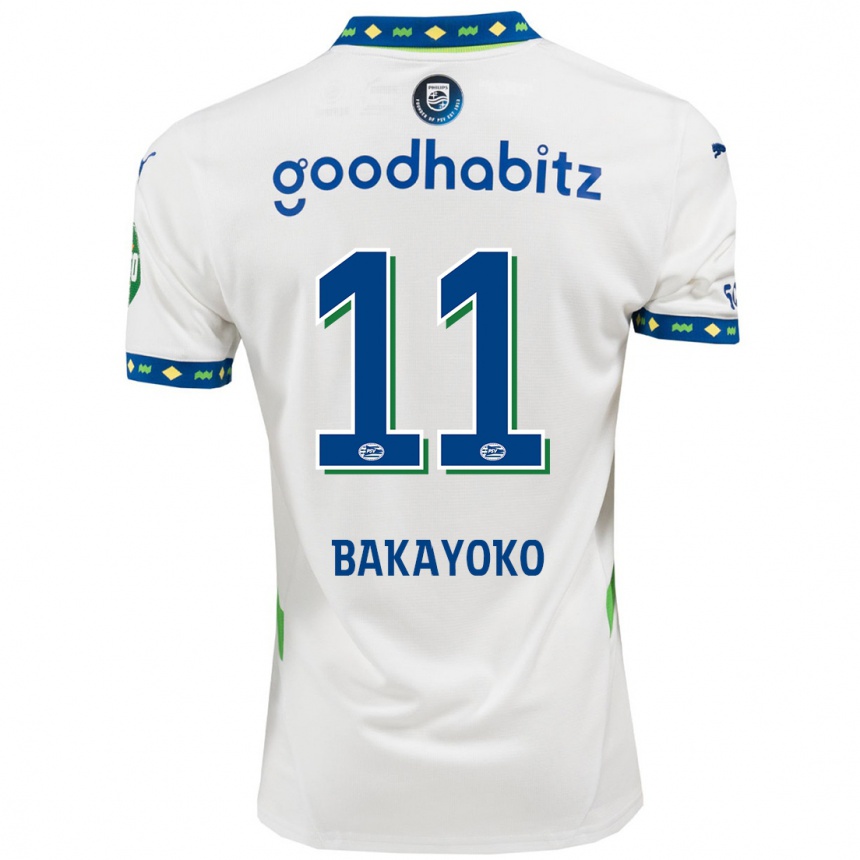 Kids Football Johan Bakayoko #11 White Dark Blue Third Jersey 2024/25 T-Shirt Za