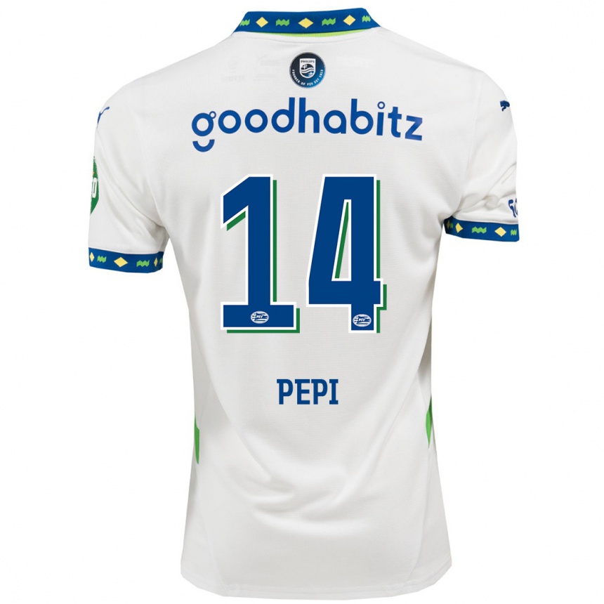 Kids Football Ricardo Pepi #14 White Dark Blue Third Jersey 2024/25 T-Shirt Za