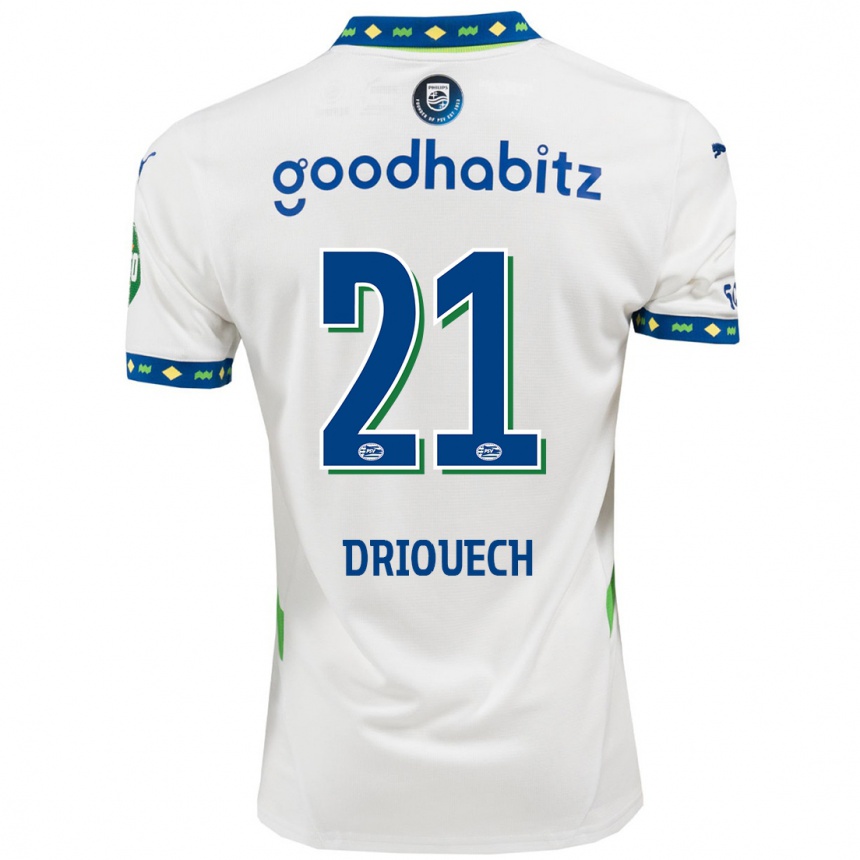 Kids Football Couhaib Driouech #21 White Dark Blue Third Jersey 2024/25 T-Shirt Za