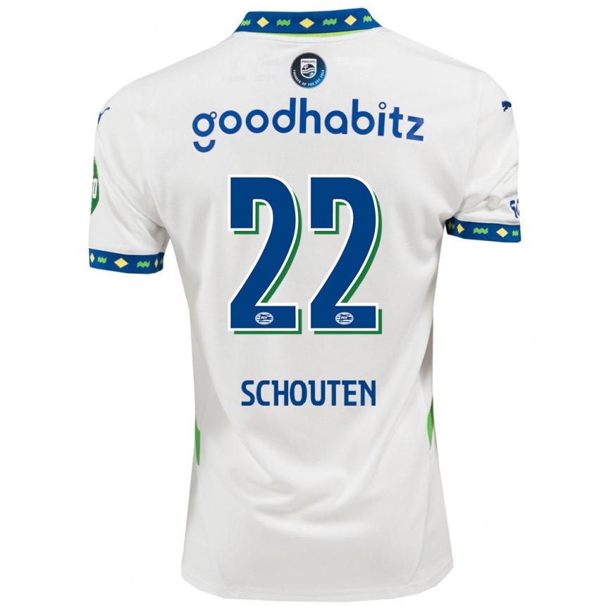 Kids Football Jerdy Schouten #22 White Dark Blue Third Jersey 2024/25 T-Shirt Za