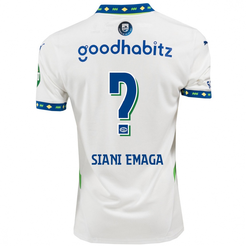 Kids Football Ezechiel Siani Emaga #0 White Dark Blue Third Jersey 2024/25 T-Shirt Za