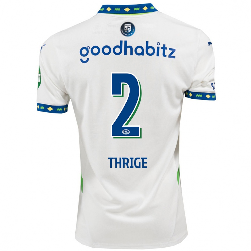 Kids Football Sara Thrige #2 White Dark Blue Third Jersey 2024/25 T-Shirt Za