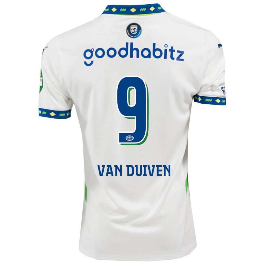 Kids Football Jason Van Duiven #9 White Dark Blue Third Jersey 2024/25 T-Shirt Za