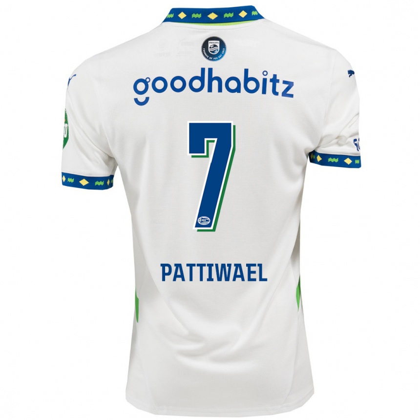 Kids Football Naomi Pattiwael #7 White Dark Blue Third Jersey 2024/25 T-Shirt Za