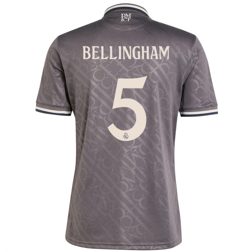 Kids Football Jude Bellingham #5 Charcoal Third Jersey 2024/25 T-Shirt Za