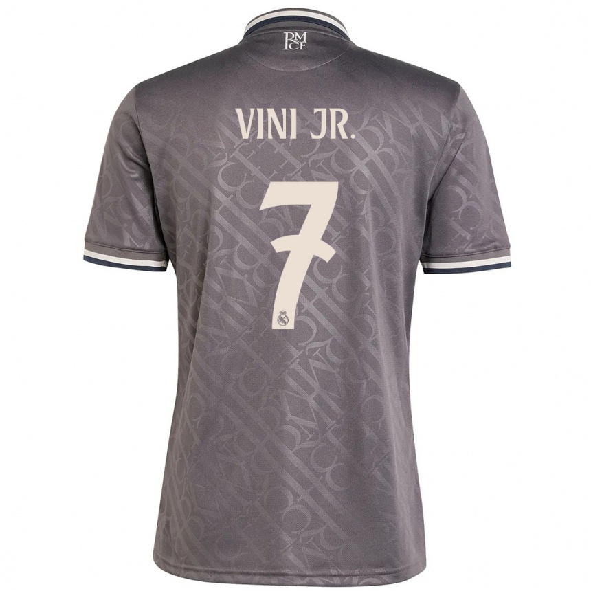 Kids Football Vinicius Junior #7 Charcoal Third Jersey 2024/25 T-Shirt Za