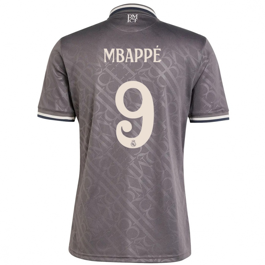 Kids Football Kylian Mbappe #9 Charcoal Third Jersey 2024/25 T-Shirt Za