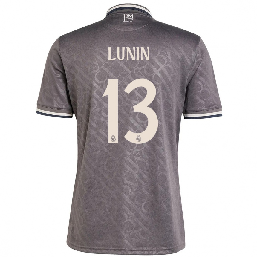 Kids Football Andriy Lunin #13 Charcoal Third Jersey 2024/25 T-Shirt Za