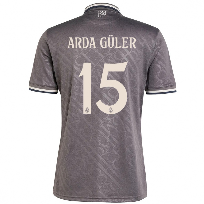 Kids Football Arda Güler #15 Charcoal Third Jersey 2024/25 T-Shirt Za