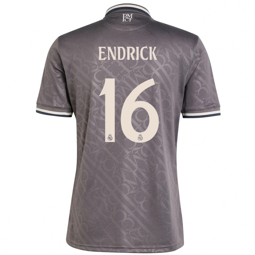 Kids Football Endrick #16 Charcoal Third Jersey 2024/25 T-Shirt Za