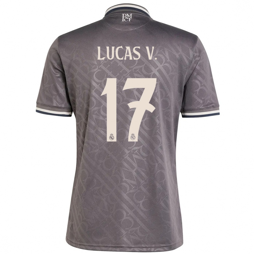 Kids Football Lucas Vazquez #17 Charcoal Third Jersey 2024/25 T-Shirt Za