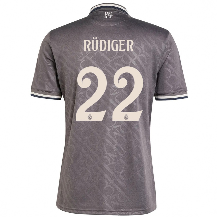 Kids Football Antonio Rudiger #22 Charcoal Third Jersey 2024/25 T-Shirt Za