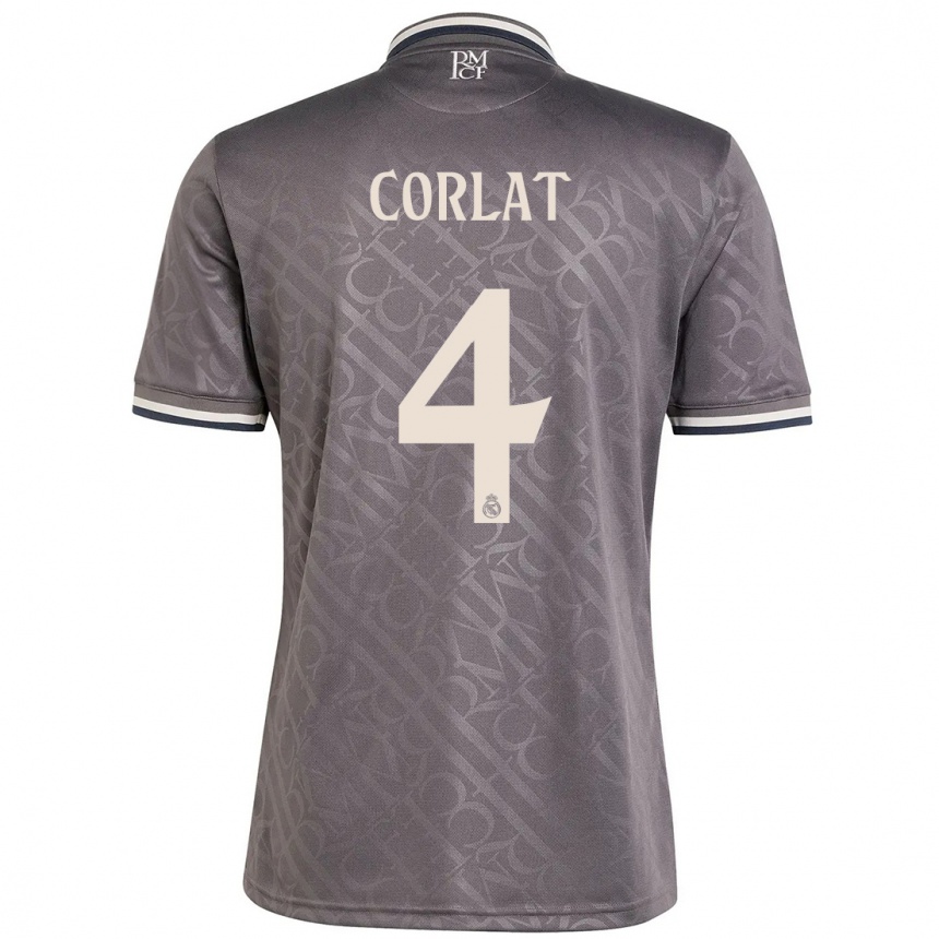 Kids Football Edu Corlat #4 Charcoal Third Jersey 2024/25 T-Shirt Za