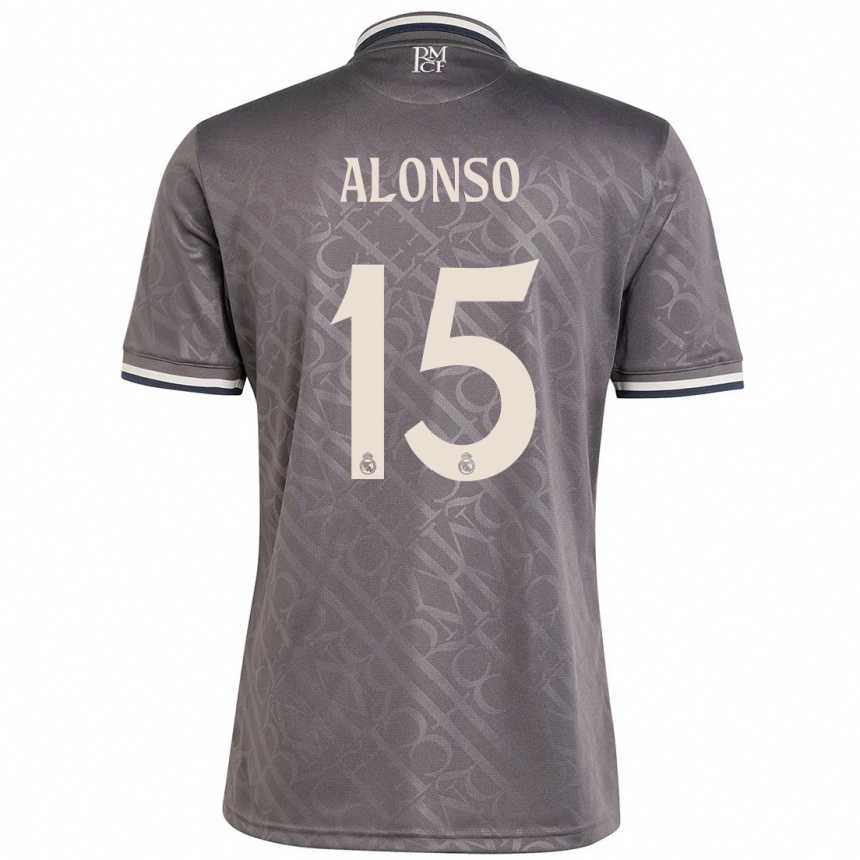 Kids Football Borja Alonso #15 Charcoal Third Jersey 2024/25 T-Shirt Za