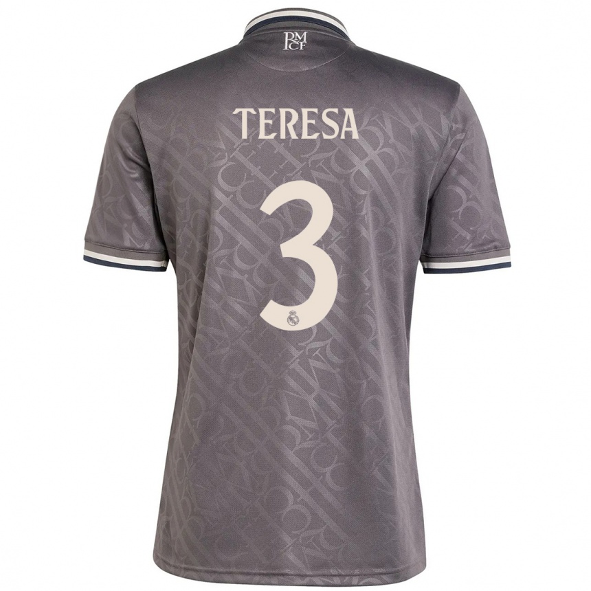 Kids Football Teresa Abelleira #3 Charcoal Third Jersey 2024/25 T-Shirt Za