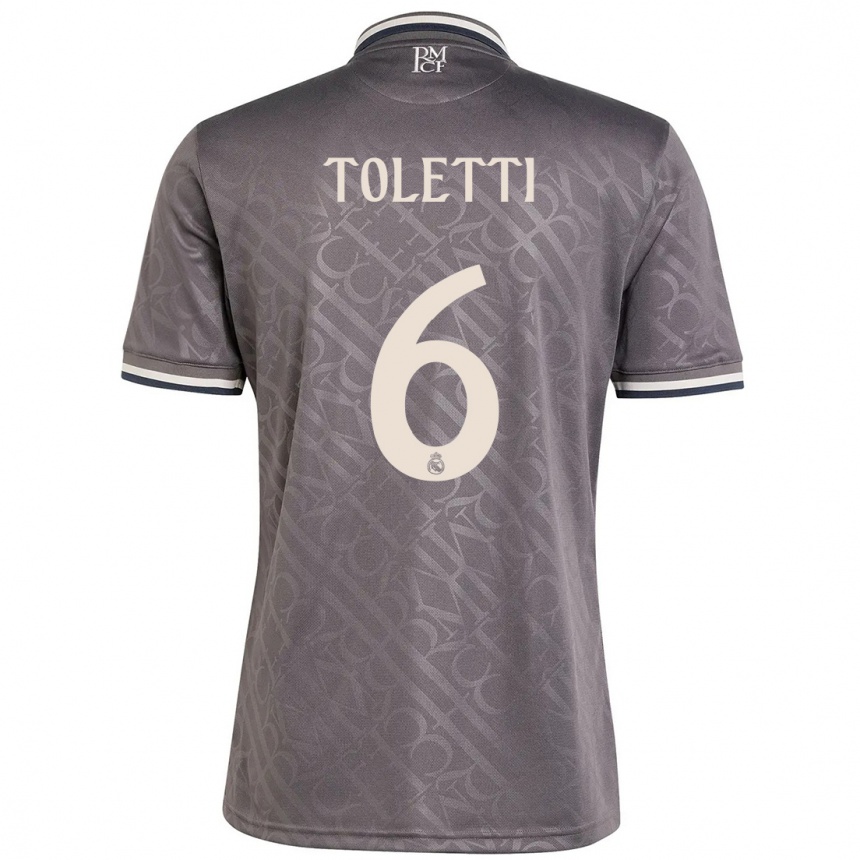 Kids Football Sandie Toletti #6 Charcoal Third Jersey 2024/25 T-Shirt Za