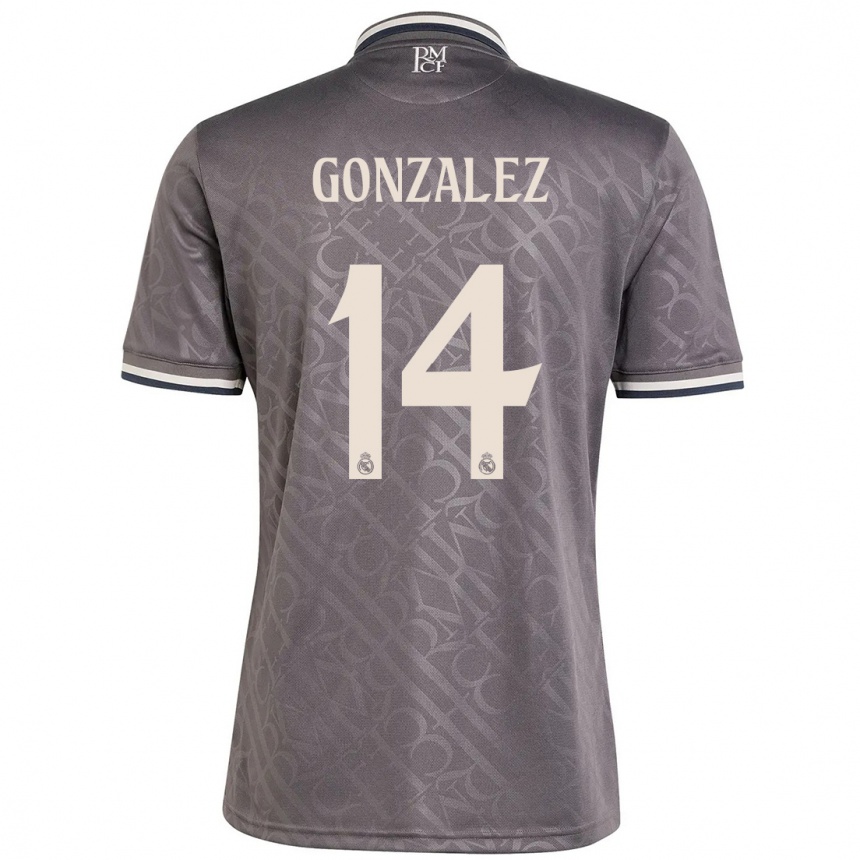 Kids Football David González #14 Charcoal Third Jersey 2024/25 T-Shirt Za