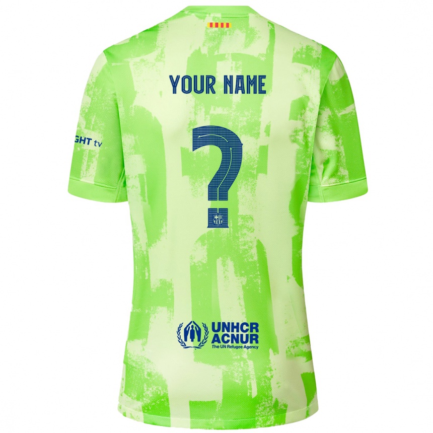 Kids Football Your Name #0 Lime Third Jersey 2024/25 T-Shirt Za