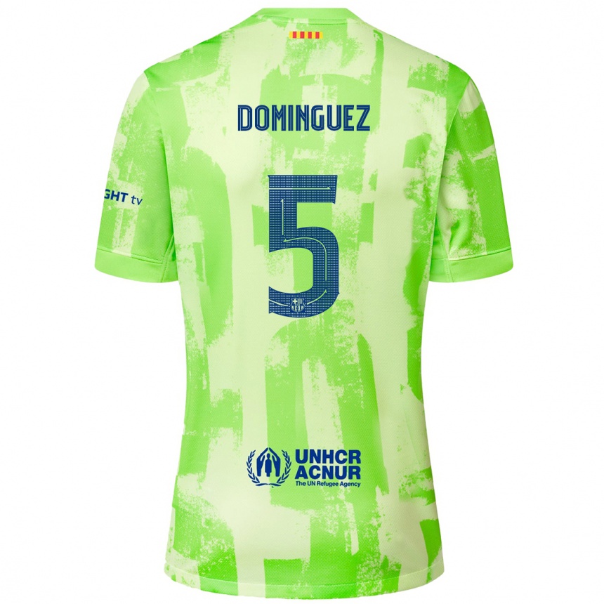 Kids Football Sergi Dominguez #5 Lime Third Jersey 2024/25 T-Shirt Za