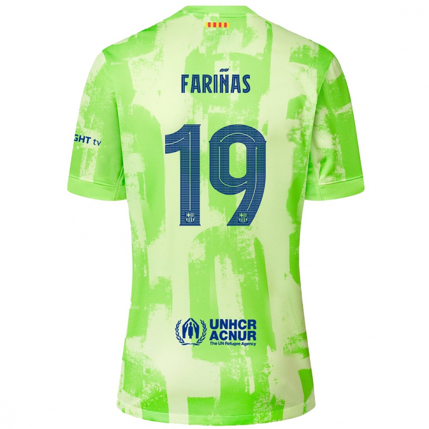 Kids Football Brian Fariñas #19 Lime Third Jersey 2024/25 T-Shirt Za