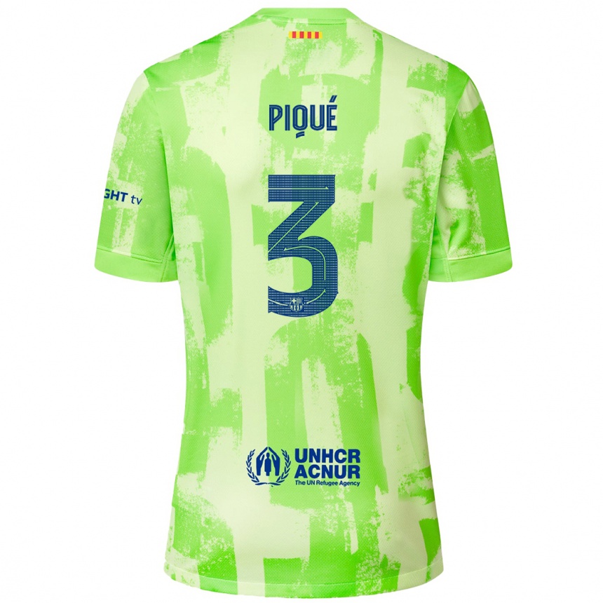 Kids Football Gerard Pique #3 Lime Third Jersey 2024/25 T-Shirt Za