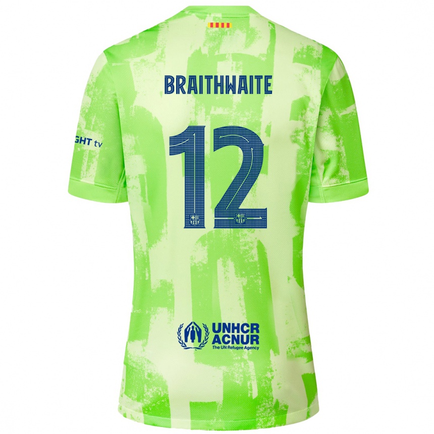 Kids Football Martin Braithwaite #12 Lime Third Jersey 2024/25 T-Shirt Za