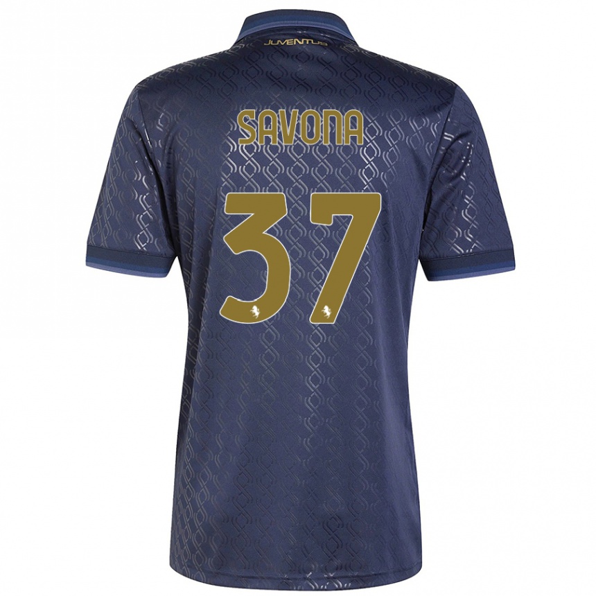 Kids Football Nicolo Savona #37 Navy Blue Third Jersey 2024/25 T-Shirt Za