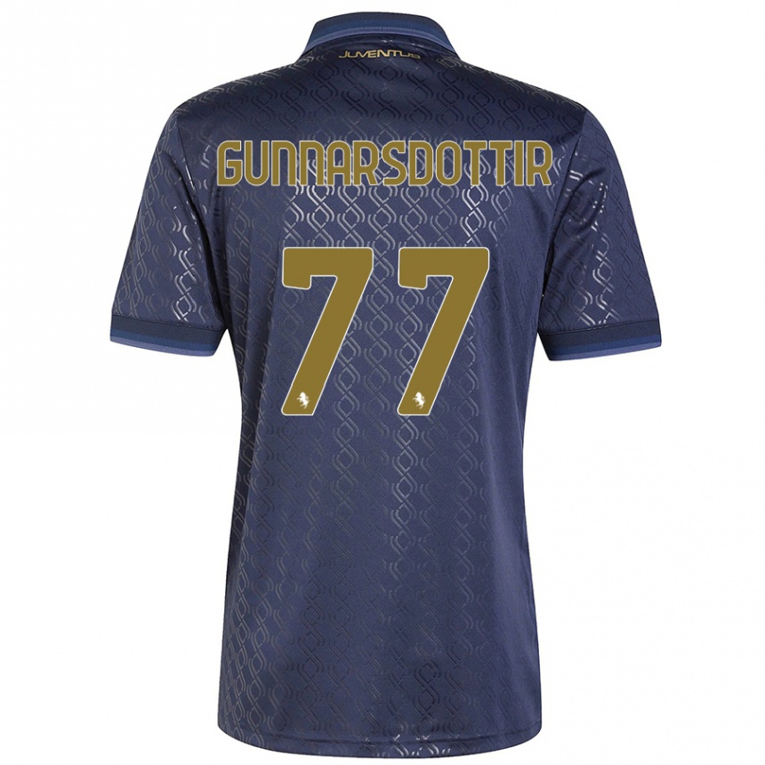 Kids Football Sara Bjork Gunnarsdottir #77 Navy Blue Third Jersey 2024/25 T-Shirt Za