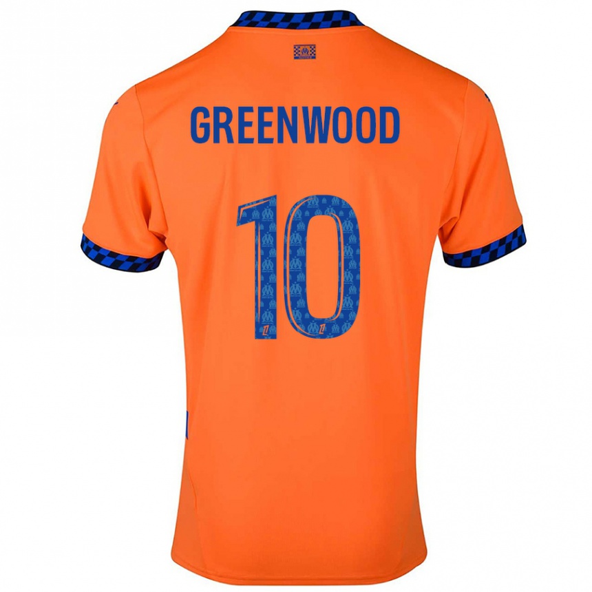 Kids Football Mason Greenwood #10 Orange Dark Blue Third Jersey 2024/25 T-Shirt Za