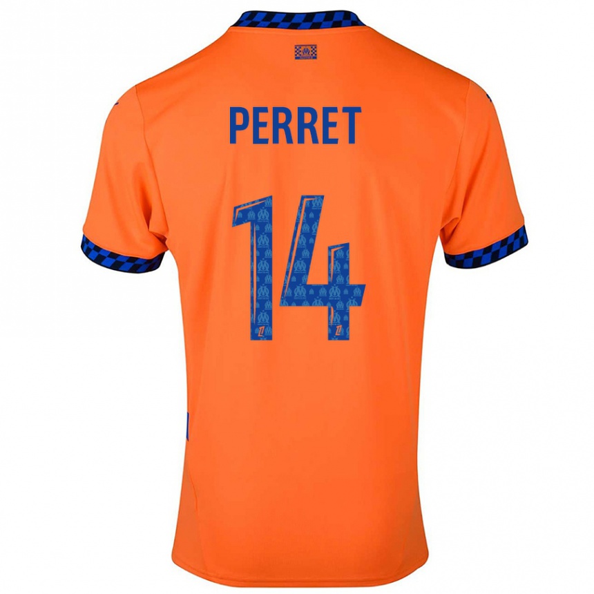 Kids Football Jenny Perret #14 Orange Dark Blue Third Jersey 2024/25 T-Shirt Za