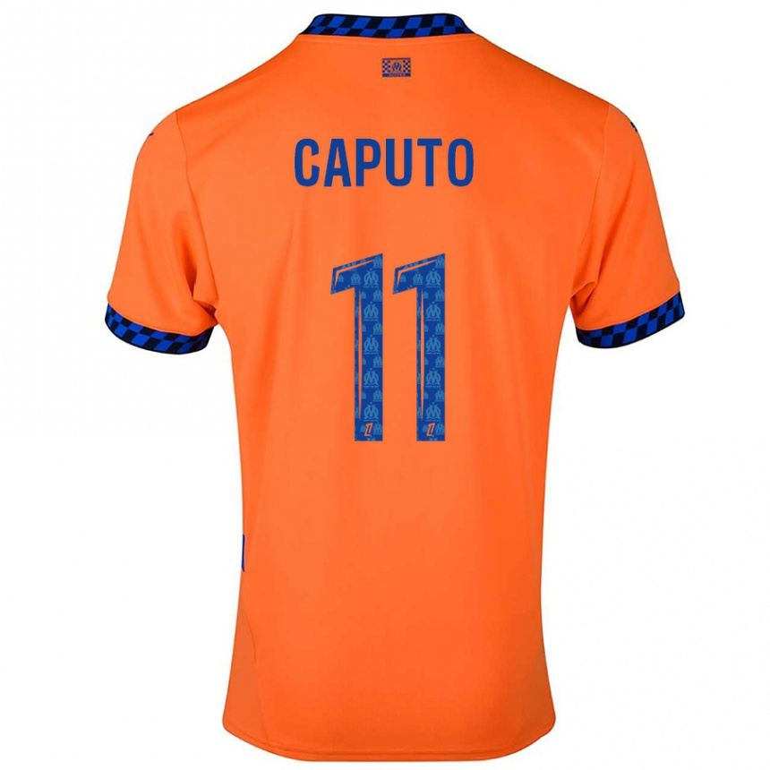 Kids Football Cindy Caputo #11 Orange Dark Blue Third Jersey 2024/25 T-Shirt Za