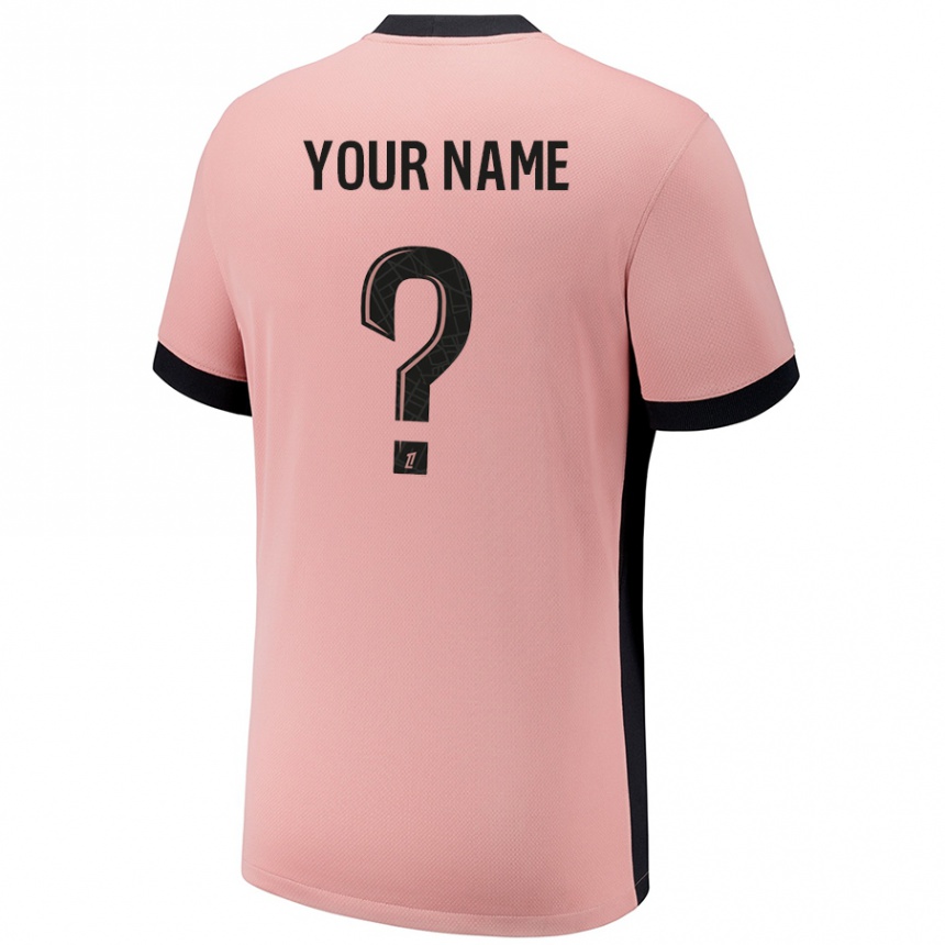 Kids Football Your Name #0 Rust Pink Third Jersey 2024/25 T-Shirt Za