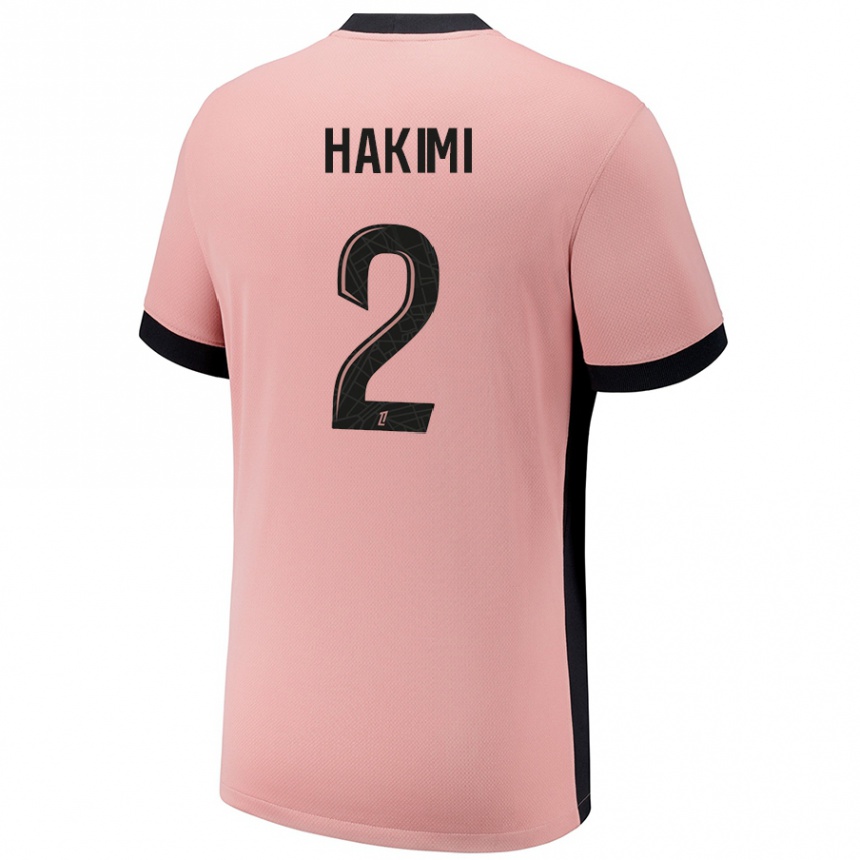 Kids Football Achraf Hakimi #2 Rust Pink Third Jersey 2024/25 T-Shirt Za