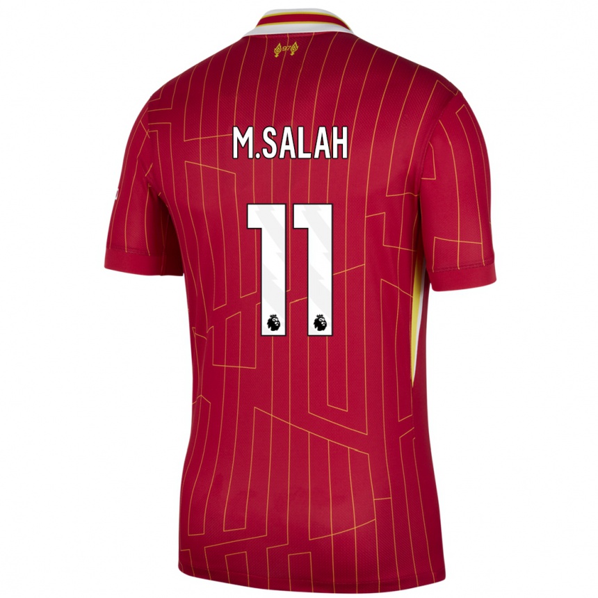 Men Football Mohamed Salah #11 Red Yellow White Home Jersey 2024/25 T-Shirt Za