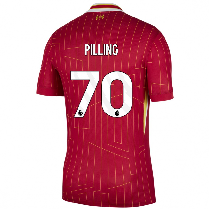 Men Football Tommy Pilling #70 Red Yellow White Home Jersey 2024/25 T-Shirt Za