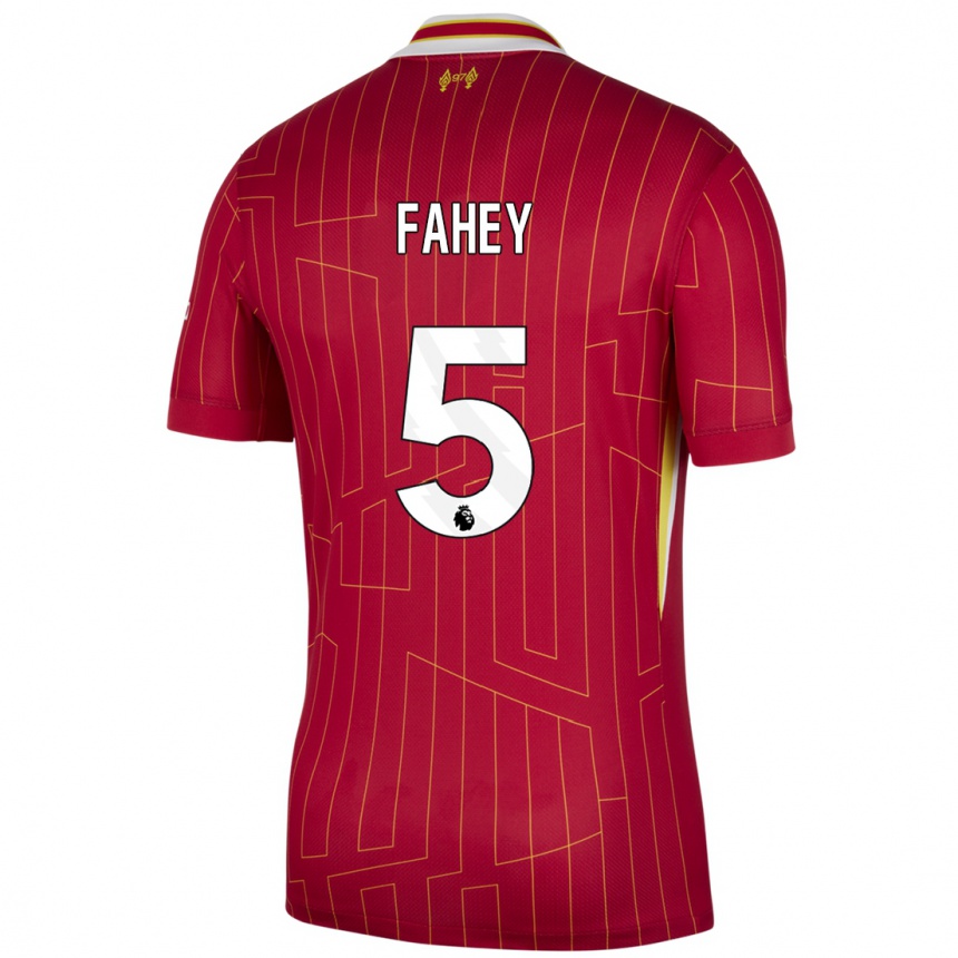 Men Football Niamh Fahey #5 Red Yellow White Home Jersey 2024/25 T-Shirt Za