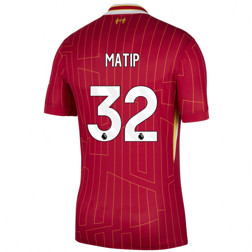 Men Football Joel Matip #32 Red Yellow White Home Jersey 2024/25 T-Shirt Za