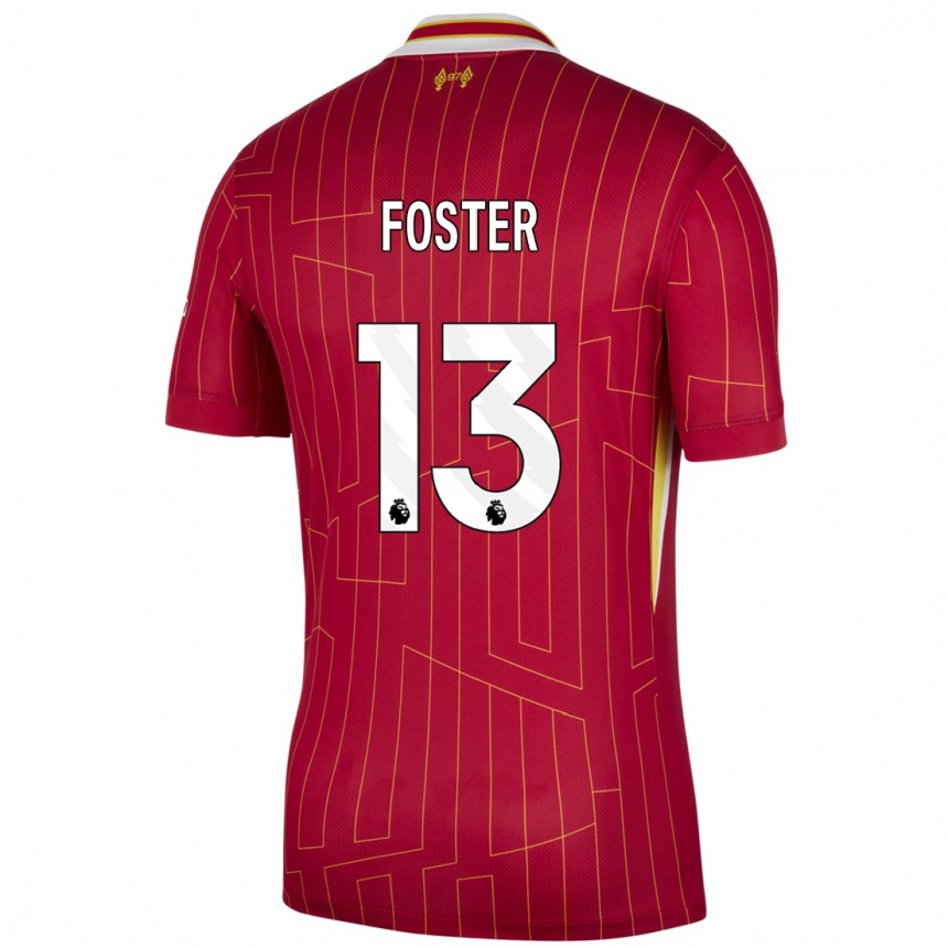 Men Football Rylee Foster #13 Red Yellow White Home Jersey 2024/25 T-Shirt Za