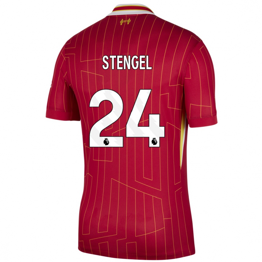 Men Football Katie Stengel #24 Red Yellow White Home Jersey 2024/25 T-Shirt Za