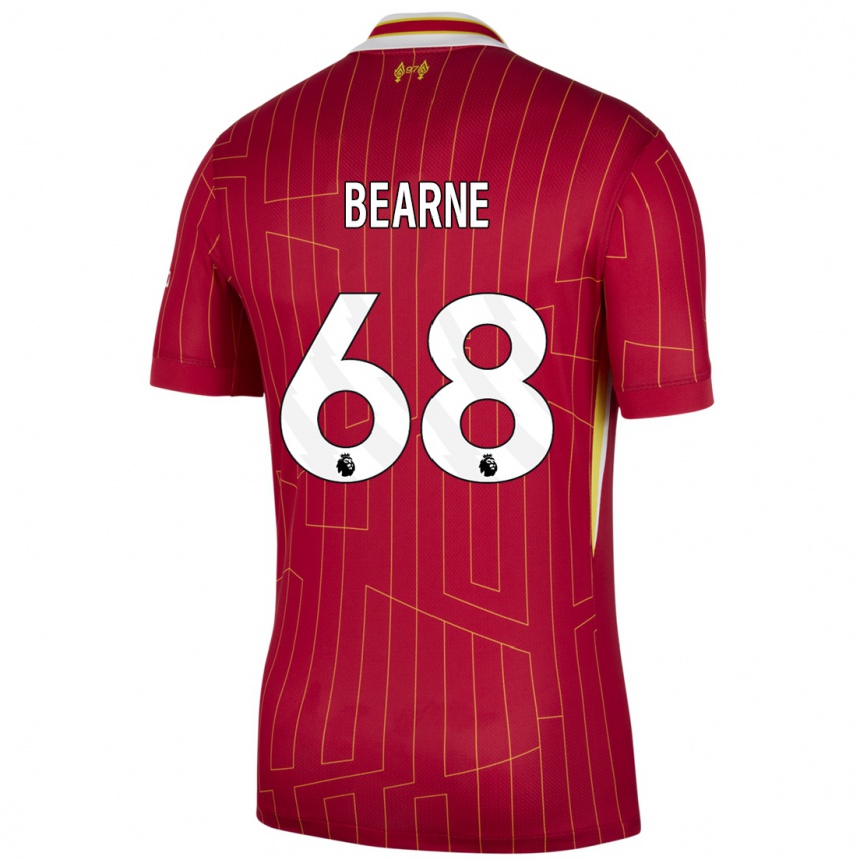 Men Football Jack Bearne #68 Red Yellow White Home Jersey 2024/25 T-Shirt Za