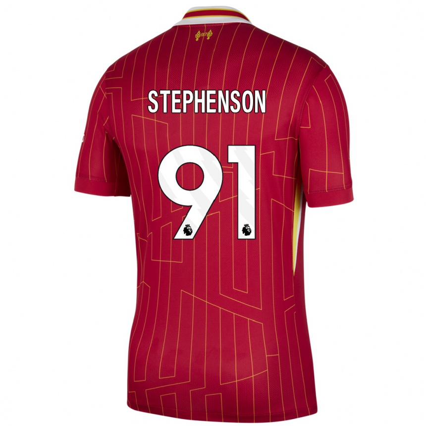 Men Football Luca Stephenson #91 Red Yellow White Home Jersey 2024/25 T-Shirt Za