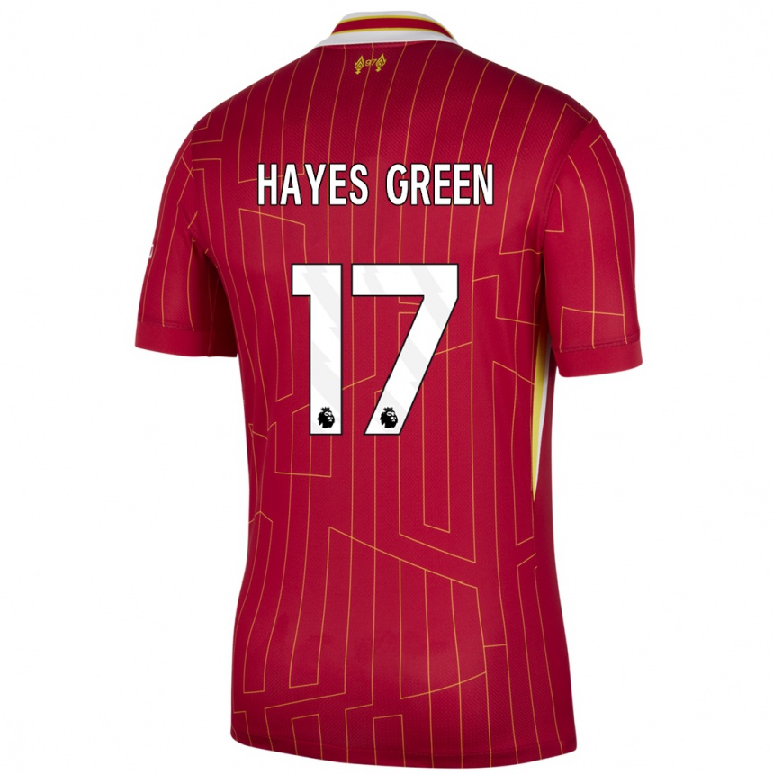 Men Football Charlie Hayes-Green #17 Red Yellow White Home Jersey 2024/25 T-Shirt Za