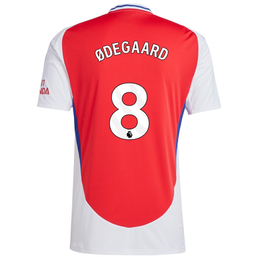 Men Football Martin Odegaard #8 Red White Home Jersey 2024/25 T-Shirt Za