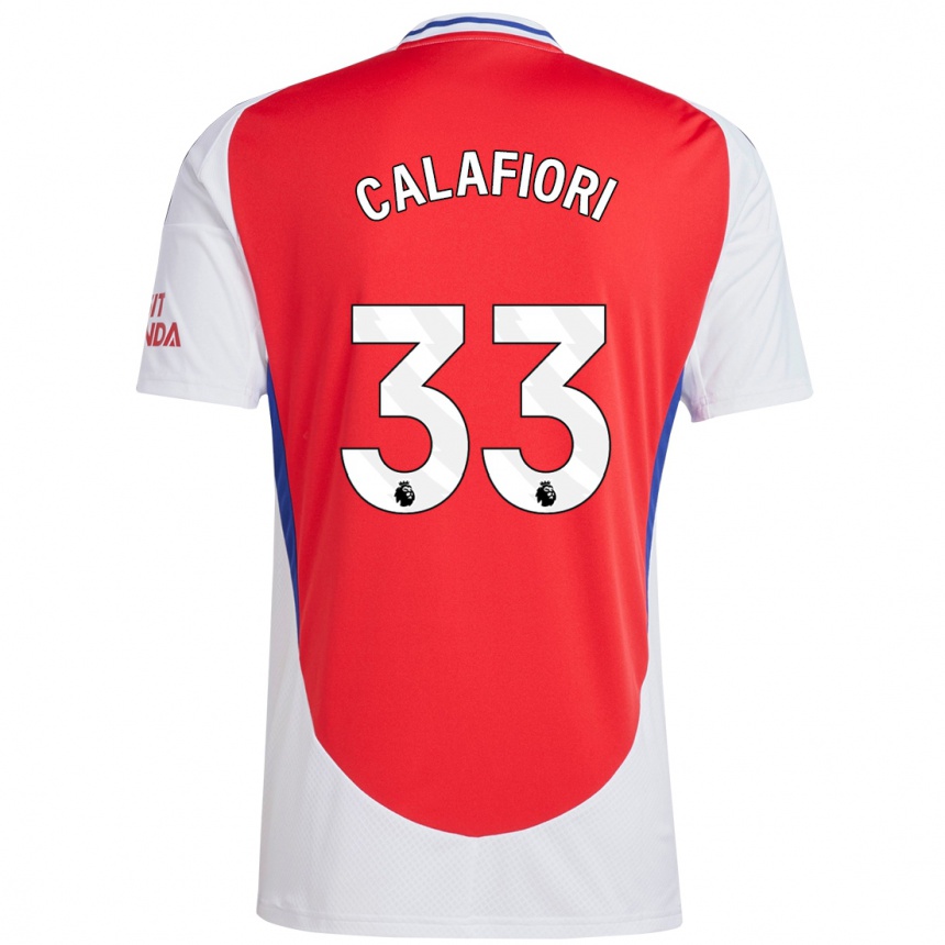 Men Football Riccardo Calafiori #33 Red White Home Jersey 2024/25 T-Shirt Za