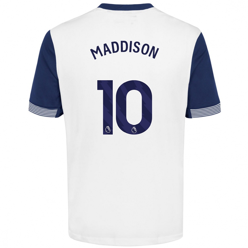 Men Football James Maddison #10 White Blue Home Jersey 2024/25 T-Shirt Za