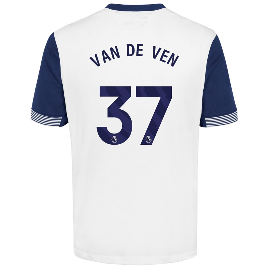 Men Football Micky Van De Ven #37 White Blue Home Jersey 2024/25 T-Shirt Za