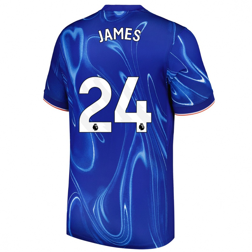 Men Football Reece James #24 Blue White Home Jersey 2024/25 T-Shirt Za