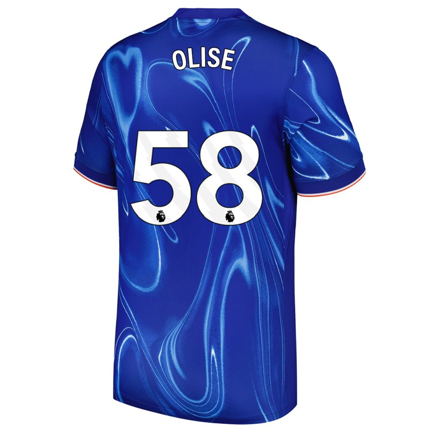 Men Football Richard Olise #58 Blue White Home Jersey 2024/25 T-Shirt Za