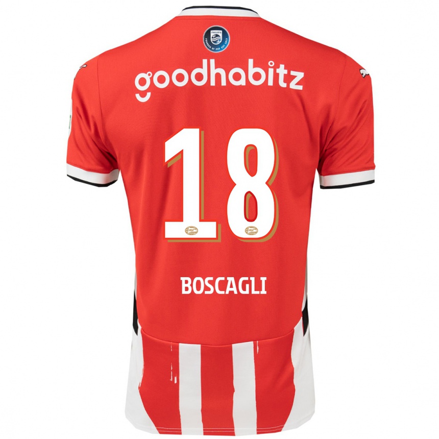 Men Football Olivier Boscagli #18 Red White Home Jersey 2024/25 T-Shirt Za